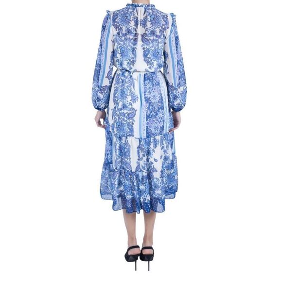 NWT Julia Jordan Blue Paisley Floral Print Midi Dress - Picture 3 of 8
